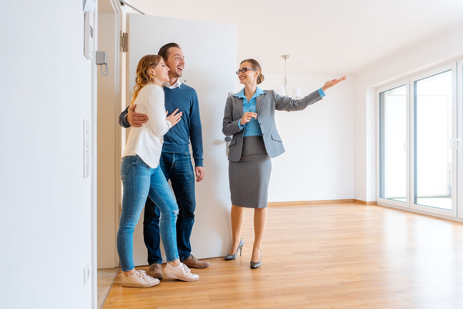 SKSL Property Management showing a property to prospective tenants in Massachusetts